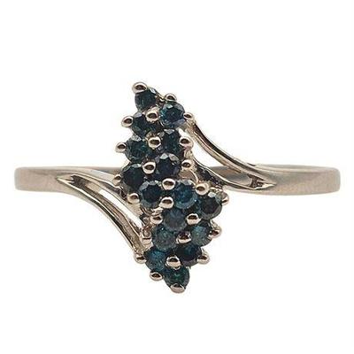 Sale Photo Thumbnail #5: 10K White Gold Blue Sapphire Ring