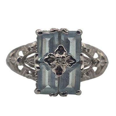 Sale Photo Thumbnail #34: 10K Vintage Aquamarine Ring
