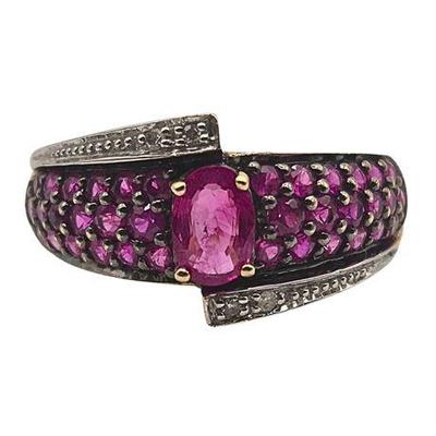 Sale Photo Thumbnail #4: 10K Yellow & White Gold Pink Sapphire & Diamond Ring