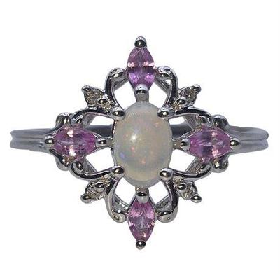 Sale Photo Thumbnail #52: 10K Opal, Pink Sapphire & Diamond Ring