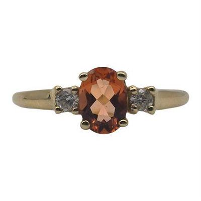 Sale Photo Thumbnail #50: 14K and Orange Sapphire & Diamond Ring