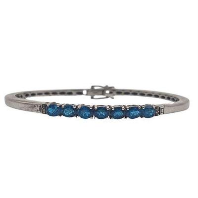 Sale Photo Thumbnail #38: Sterling Silver Blue Apatite Bangle Bracelet