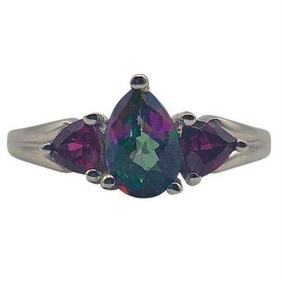 Sale Photo Thumbnail #28: Mystic Topaz & Amethyst Sterling Silver Ring