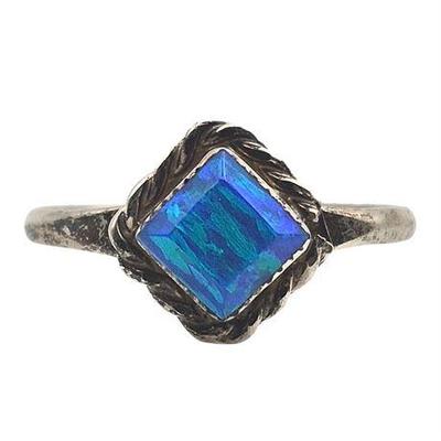 Sale Photo Thumbnail #14: Sterling Silver and Blue Gibson Opal Ring
