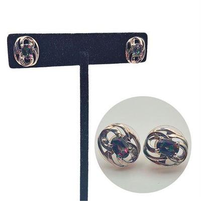 Sale Photo Thumbnail #27: Sterling Silver Mystic Topaz Stud Earrings