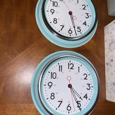 Two Turquoise Clocks