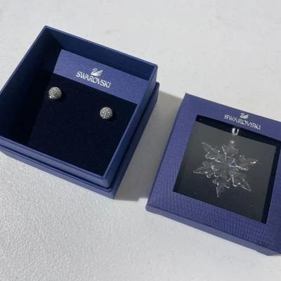 Swarovski Earrings And Snowflake Ornament