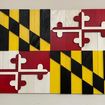 Wooden Maryland State Flag Wall Hanging