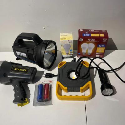 Lot Of Flashlights And Light Bulbs