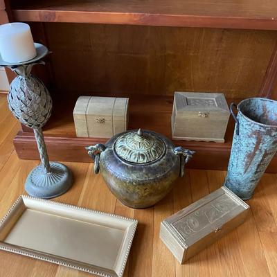 Lot Of Various Pieces Of Decor Including A Copper Vase