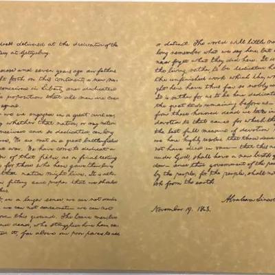Gettysburg Address Manuscript Replica 