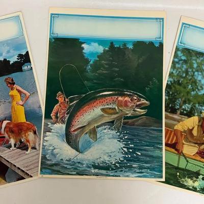 1960’s Double Sided Fishing Lithographs #1