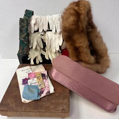 Vintage Fur Stole, White Gloves and More