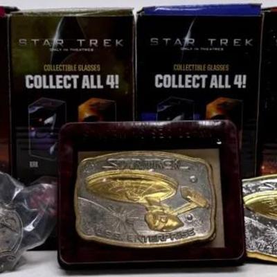 "Star Trek" Collectibles: Glasses and Belt Buckles