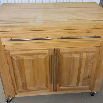Mobile Butcher Block With Storage