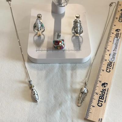 Stunning Sterling Silver (Two Necklaces And Three Rings)