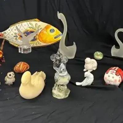 Collection of Animal Figurines & Small Serving Dish