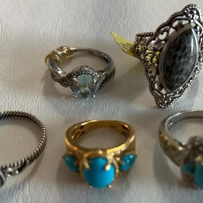 Quintet of Elegant Sterling Silver Rings