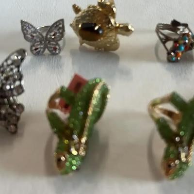 Eight Animal/Floral Themed Costume Rings