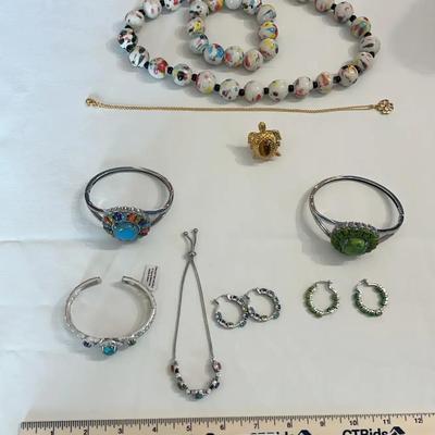 Stunning Blue And Green Turquoise Stainless Steel Costume Jewelry 