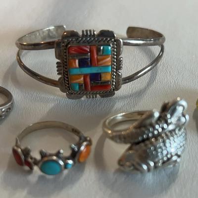 Stunning Sterling Silver Ring Quartet (Plus Bracelet)