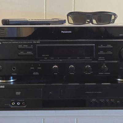 (2) Pairs Samsung Glasses, Denon Stereo Receiver and DVD/VHS Players