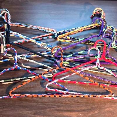 Vintage Colorful Yarn Wrapped Hangers