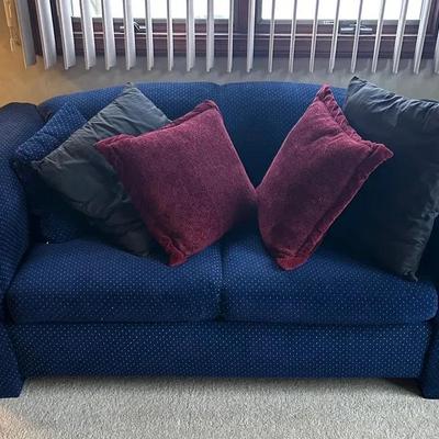 Small Blue Fabric Loveseat