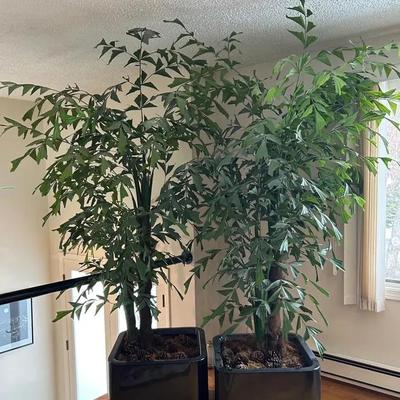 (2) Large Faux Potted Plants 