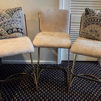 (3) Vintage Brass Barstools
