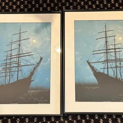 (2) Framed Tall Ship Prints