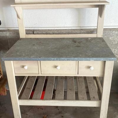 Galvanized Top Garden Bench