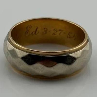 Heavy 14k Yellow & White Gold Vintage Band Ring