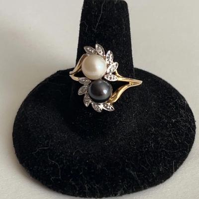 Pearl And Diamond Accent Ring