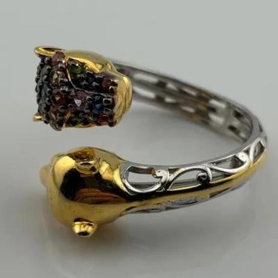 Colored Sapphire Sterling Silver Gold Vermeil Panther Wrap Ring