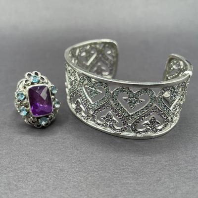 Amethyst & Topaz Ring & Bracelet