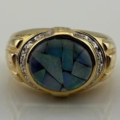 Mosaic Opal 14k Yellow Gold Ring