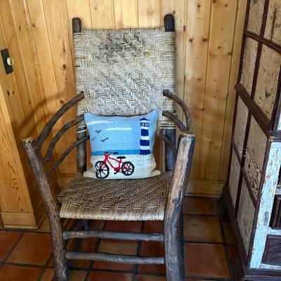 Adirondack oak and rush armchair