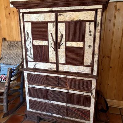 Adirondack birch and willow tall chest