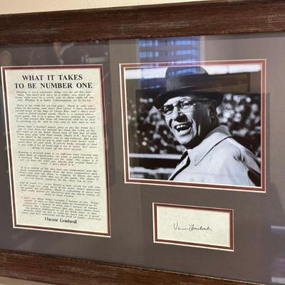 Vince Lombardi Signed Wall Display 