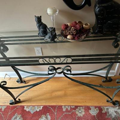 Entrance Iron and Glass Hallway Table 