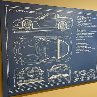 Corvette Z06 (C6) Blueprint - Shop a Great Selection of Framed Artwork and Wall Decor 