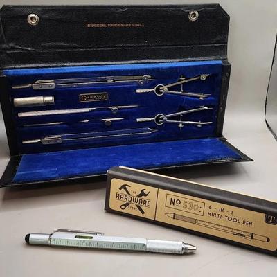 Charvoz Drafting Instrument Set & 6-in-1 Multi-Tool Pen