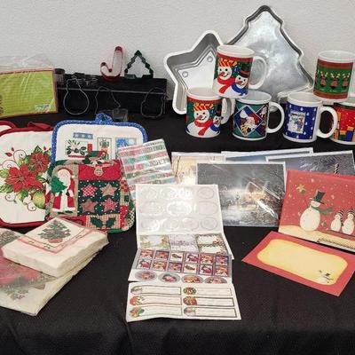 Large Christmas Lot: Cookie Cutters, Recipe Cards, Mugs,  & More