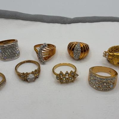 Gold Tone and Rhinestone Rings 