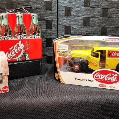 Coca Cola Matchbox Collectible 1940 Ford Sedan Delivery &  Tins