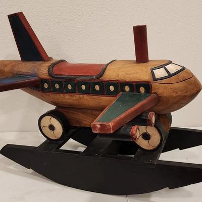Large Handcrafted Wooden Airplane Rocker (30"L x 27"W x 24"H)