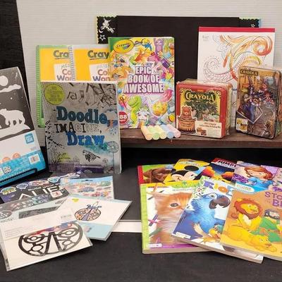 Large Lot of Children's Coloring,  Chalk,  & Stickers