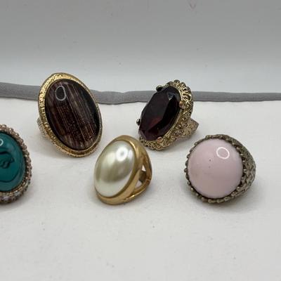 Costume Rings with Lg Cabochons/Stones  