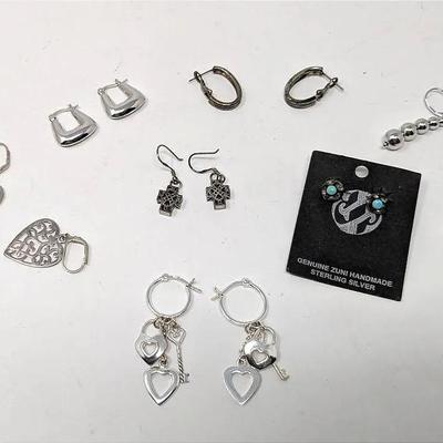 Sterling Silver Pierced Earrings (Marked 925)